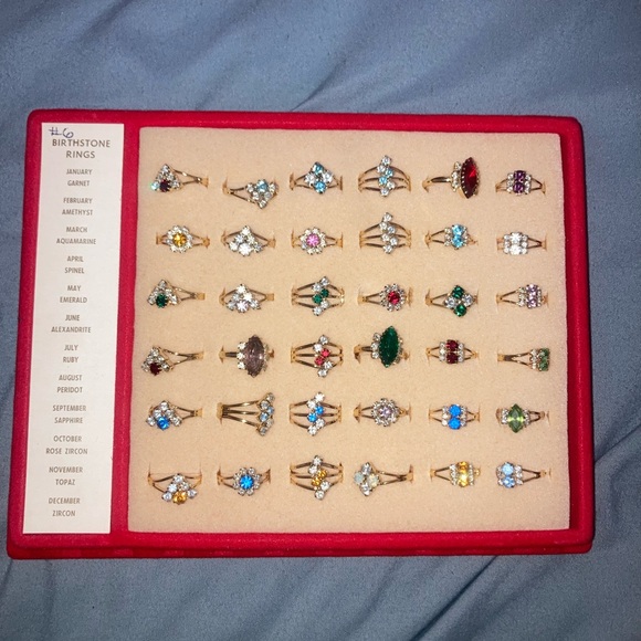 Jewelry - Vintage Adjustable Gold  Tone and Multicolor Birthstone Ring (pick1)